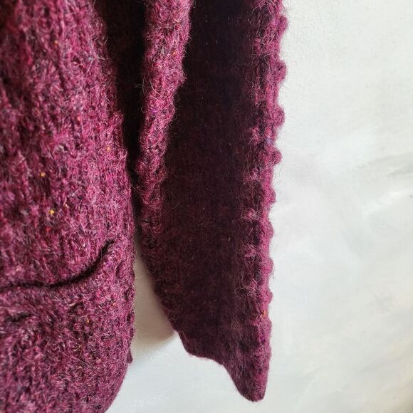 Harrington Square Plum Wool Blend Chunky Knit Open Cardigan Size M - Picture 6 of 10